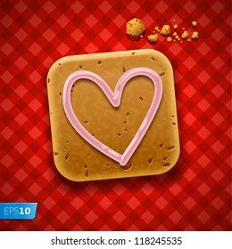 Cookie on red tablecloth, vector Eps10 illustration