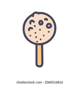 cookie on a stick color vector doodle simple icon