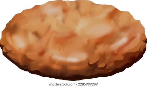 Cookie on white background, oil paint style, digital paint. French food, France cuisine, casual food hand drawn digital illustration.