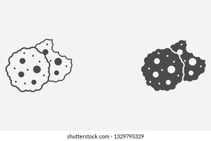 Cookie outline and filled vector icon sign symbol