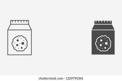 Cookie outline and filled vector icon sign symbol