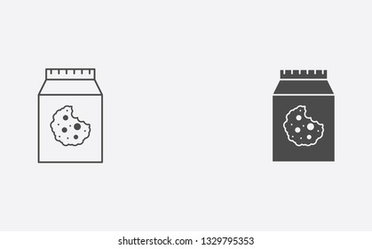 Cookie outline and filled vector icon sign symbol