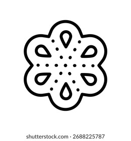 Icono de contorno de cookie. Galleta, galleta, símbolo de la merienda. Icono de línea de Vector aislado sobre fondo blanco.