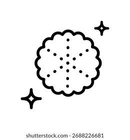 Ícone da estrutura de tópicos do cookie. Bolacha, biscoito, lanche símbolo. Ícone de linha de vetor isolado no fundo branco.