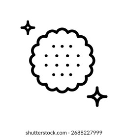 Cookie outline icon. Cracker, biscuit, snack symbol. Vector line icon isolated on white background.