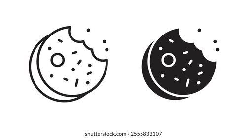 Cookie outlined and solid icon vector collection.