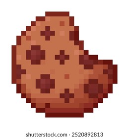 cookie pixel art, cookie de chip de chocolate, biscoito, 90s, 80s, velho item de estilo de jogo arcade, ícone para o jogo, aplicativo móvel, 8 bits, ilustração vetorial