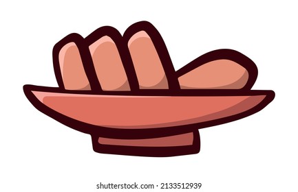 Cookie plate Colored Doodle Vector Illustration. Isolated on a white background. Element for label, merchandise, print, logo, website, holiday card.