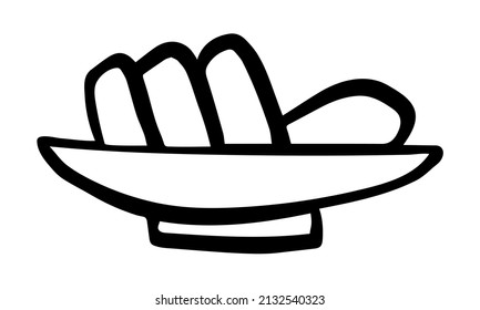 Cookie plate Doodle Vector Illustration Icon. Isolated on a white background. Hand drawn, comic, outline.