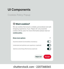 Cookie Policy Popup, Ui Components, Modern Website Form