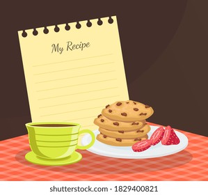 Cookie Recipe Blank Card Or Sheet Template For Making Notes About Meal Preparation Vector Illustration