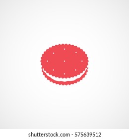 Cookie Red Flat Icon On White Background