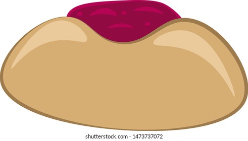 A cookie with a red jam, vector, color drawing or illustration.