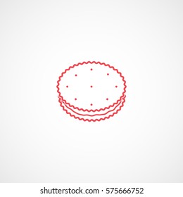 Cookie Red Line Icon On White Background