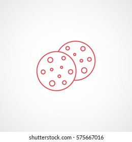 Cookie Red Line Icon On White Background