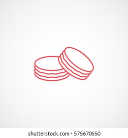 Cookie Red Line Icon On White Background