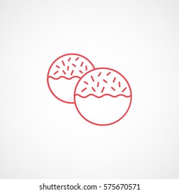 Cookie Red Line Icon On White Background