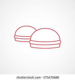Cookie Red Line Icon On White Background