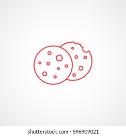Cookie Red Line Icon On White Background