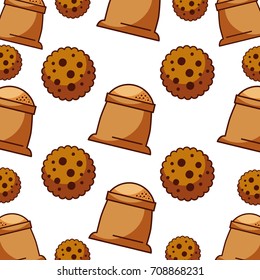 cookie and sack flour bakery kitchen seamless pattern
