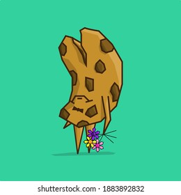 Cookie Sad Vector Icon Illustration. Cookie Mascot Cartoon Character. Food Icon Concept Isolated. Flat Cartoon Style Suitable for Web Landing Page, Banner, Flyer, Sticker, Card
