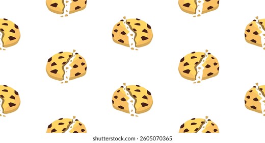 cookie seamless pattern background. Cartoon illustration of Cookies. biscuits illustration. chocolate chips pattern background.