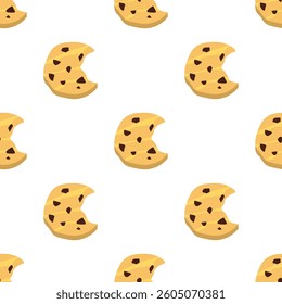 cookie seamless pattern background. Cartoon illustration of Cookies. biscuits illustration. chocolate chips pattern background.
