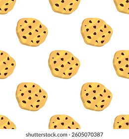 cookie seamless pattern background. Cartoon illustration of Cookies. biscuits illustration. chocolate chips pattern background.
