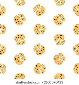 cookie seamless pattern background. Cartoon illustration of Cookies. biscuits illustration. chocolate chips pattern background.