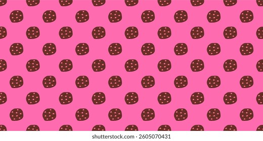 cookie seamless pattern background. Cartoon illustration of Cookies. biscuits illustration. chocolate chips pattern background.
