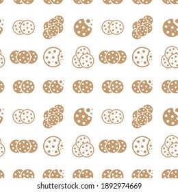 Cookie seamless pattern. Oatmeal sugar bitten cookies print, cookies endless background, biscuit tile, repetitive wallpaper for fabric, wrapping endless design