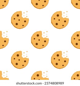 Cookie seamless pattern on white background.