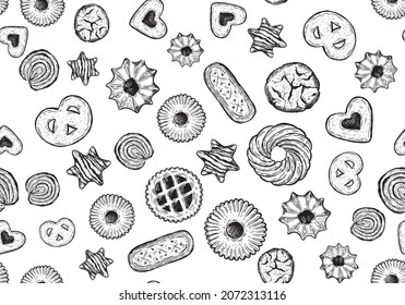Cookie set hand drawn illustration. Vector.	