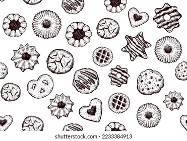 Cookie set hand drawn illustration. Vector.	