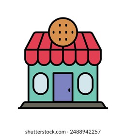 icono de la tienda de galletas con fondo blanco Vector ilustración de stock