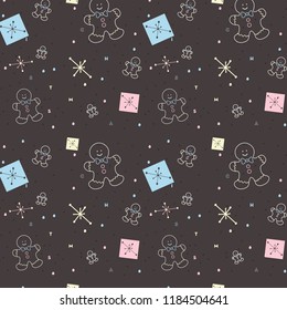 Cookie and snowy christmas pattern 