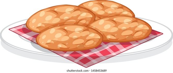 Postre dulce de galleta aislado en ilustración de fondo blanco