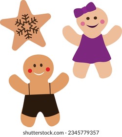 cookie sweets ornament boy girl character star eps 10 vector