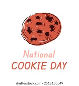 Cookie with text celebrating National Cookie Day. Perfect for food project, holiday promotion or bakery branding.