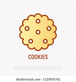 Cookie thin line icon. Modern vector illustration for bakery logo.