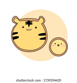 Cookie tiger and cute chick