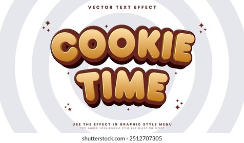 Cookie Time Editable Text Effect Template 3D Cartoon Style