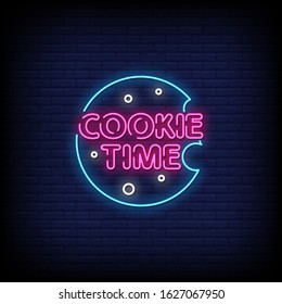 Cookie Time Neon Signs Style Text Vector