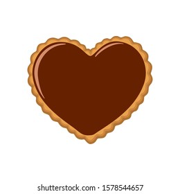 Cookie for Valentines day with chocolade isolated on white background. Vector illustration