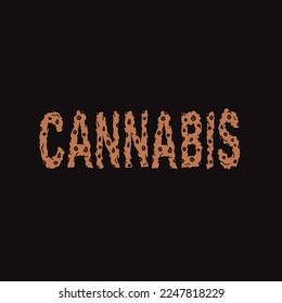 vector de cookie palabra de cannabis letra de texto forma cera nuca para ropa o marca cannabis