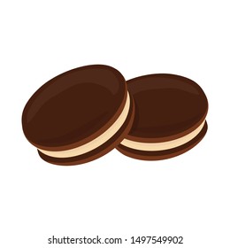 Cookie vector clip-art, isolated cartoon style cookie with filling.