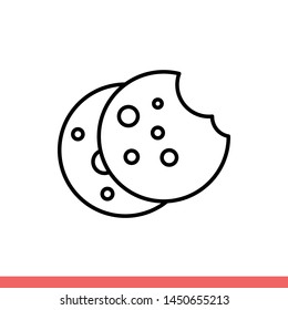 Cookie vector icon, biscuit symbol. Simple, flat design for web or mobile app
