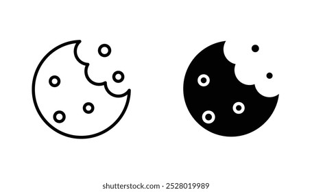 Cookie vector icon set in black and white color.