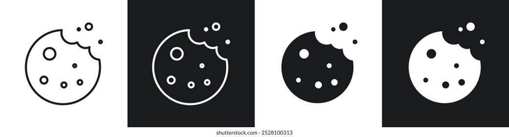 Cookie vector icon set in black and white