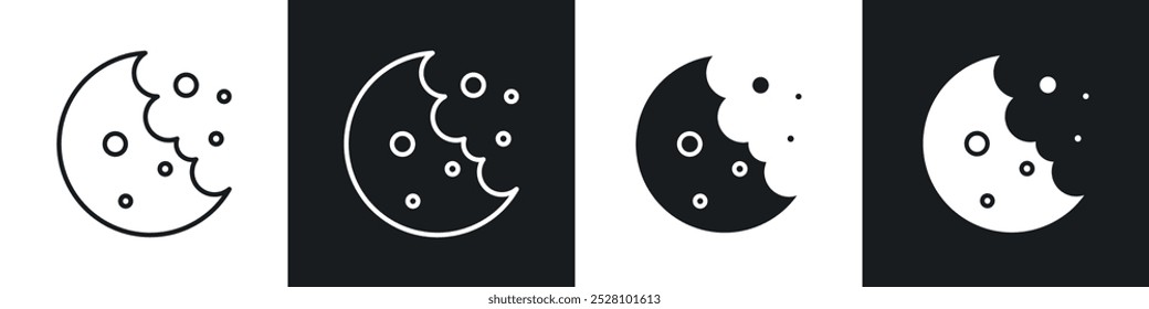 Cookie vector icon set in black and white